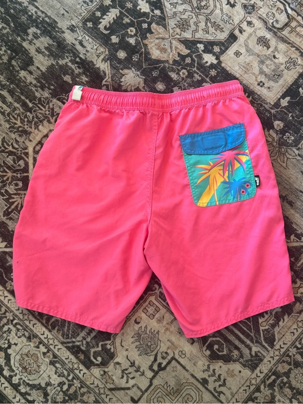 Neff Men's Pink Tropical Mickey Swim Shorts